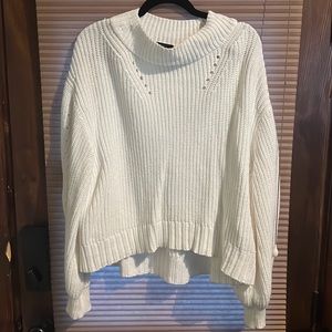 White mock neck sweater